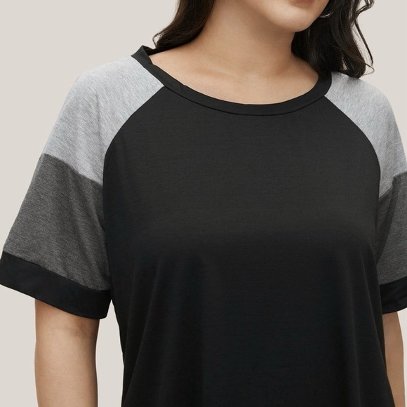 BloomChic Plus Size 2XL Colorblock Contrast Crew Neck Raglan Sleeve T-shirt us18 - Picture 4 of 7
